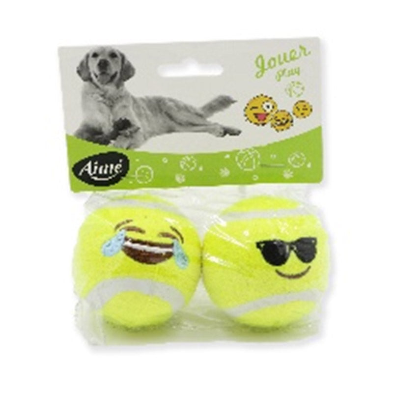 Aime Dog Toy Tennis Balls Emoji X 2, 6cm