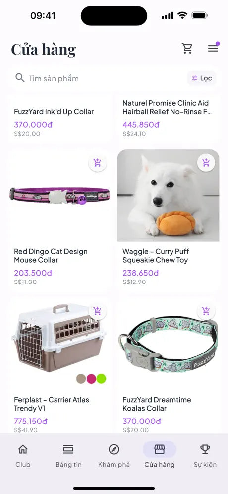 Sản phẩm thú cưng trong cửa hàng ứng dụng Clubpets